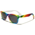 thumbnail image 1 of White Rainbow Striped Print Pride Classic Square Sunglasses, 1 of 3