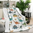 thumbnail image 1 of White Realistic Dinosaurs Pattern Blanket,Comfortable Soft Flannel Throw Blanket,All Season,Warm Lightweight Blankets for Sofa Bed Couch Living Room Chair,50"x60", 1 of 4