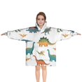 thumbnail image 1 of White Realistic Dinosaurs Pattern Blanket Hoodies for Kids 6-13YR Oversize Wearable Blanket Hoodies for Boys Girls Teens, 1 of 7