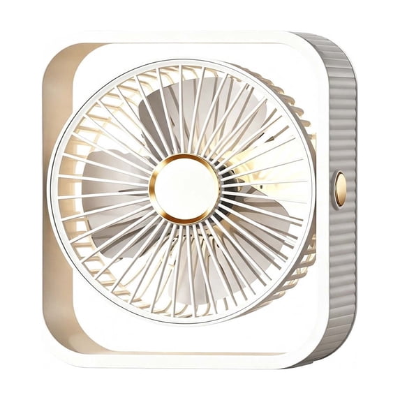 White Rechargeable 7.2 Inch Desk Fan with LED Night Light, 5-Speeds Portable USB Wall Mount Cooling Fan for Bedroom, Office and Camping
