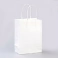 thumbnail image 1 of White Rectangle Kraft Paper Bags with Paper Twine Handles for Shopping or Gift, 1 of 4