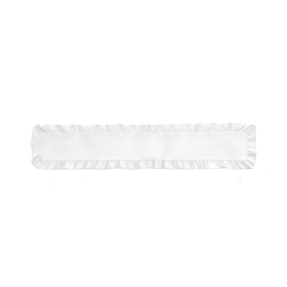 White Rectangle Ruffled Table Runner Scalloped Table Runner Cotton Flounces Washable Home Kitchen Decoration for Wedding Christmas Party 72" White