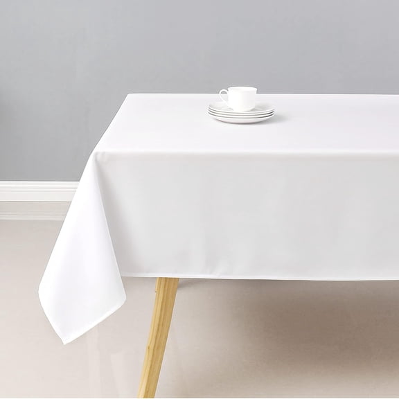 White Rectangle Tablecloth Wrinkle Resistant Washable Fabric Table Cloth for Dining,Kitchen, Parties Weddings and Outdoor Use 60 Inch by 84 Inch