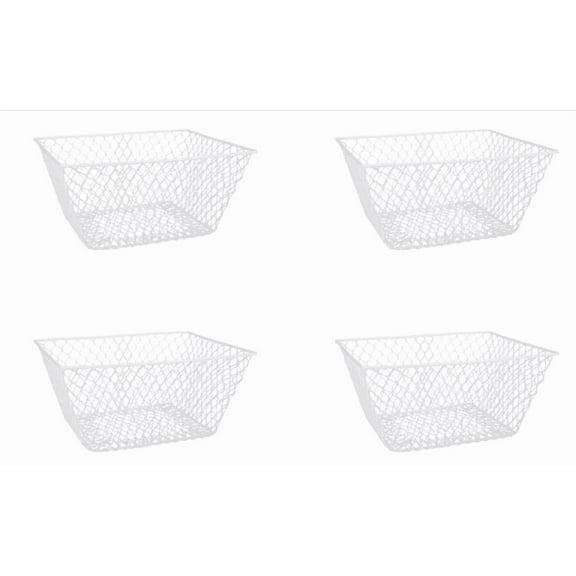 White Rectangle Wire Basket 4 pack - Versatile Metal Wire Baskets Centerpieces Floral Arrangements Decor Gifts Storage Crafts Classroom School Office Garden