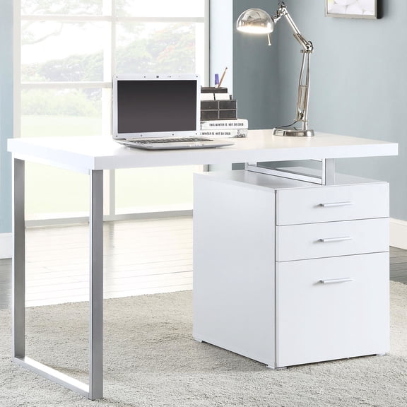White Rectangular 3-drawer - Smooth Euro Glide Drawers - In Office & Study Areas - Easy Access to Essentials