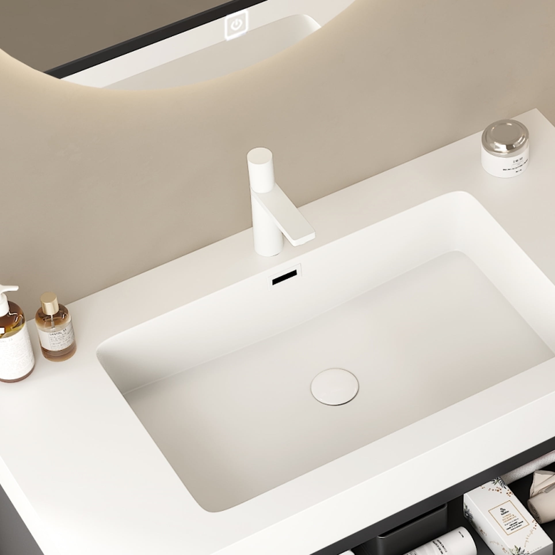 White Rectangular Bathroom Basin 36