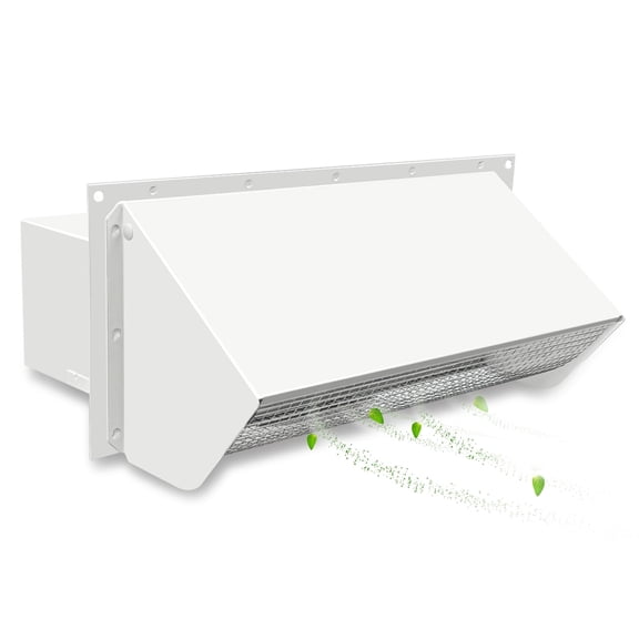 White Rectangular Exterior Duct Ventilation Cap for Range Hoods, Bathrooms, and RVs