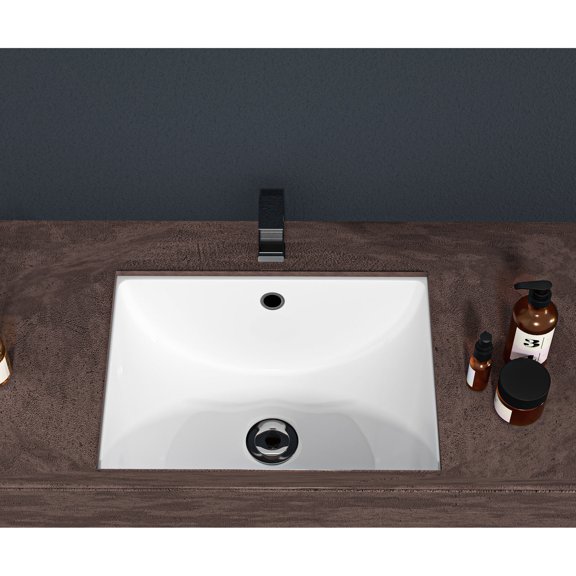 White Rectangular Sink - Acid Resistant - Office & Home Use - Undermount for Space Efficiency