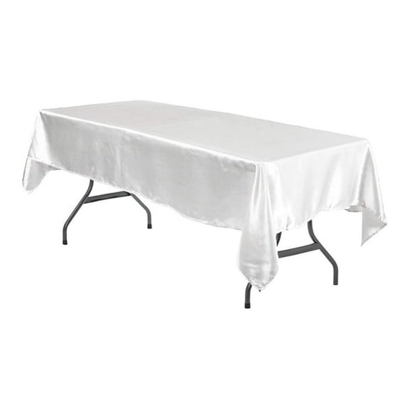 White Rectangular Tablecloth 60x102 - 6ft Table Linens Shiny Wedding Party Table Cover - Stain Resistant, Reusable Tablecloth for Banquet Decor