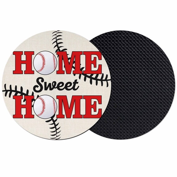 White Red Baseball Coasters Set of 2, Absorbent Coasters for Drinks, Modern Art Funny Words Coaster for Desk Coffee Table Protection, Home Decor House Warming Gifts 4"