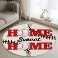 thumbnail image 1 of White Red Baseball Round Rug 4ft Washable Circle Entryway Rugs Non Slip Modern Art Funny Words Area Rug Indoor Floor Carpet for Bedroom Kitchen Living Room Home Office Dining Room Nursery, 1 of 8
