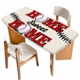 thumbnail image 1 of White Red Baseball Table Cloths for 6 Foot Rectangle Tables, Modern Art Funny Words Patio Waterproof Elastic Fitted Tablecloths, Washable Rectangular Table Cover for Camping, 1 of 8