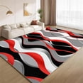 thumbnail image 1 of White Red Black Grey Stripes Area Rugs 5x8 Rug Abstract Ombre Geometric Wavy Lines Indoor Rugs Breathable Durable Machine Washable Carpet for Living Room Bedroom Study, 1 of 6