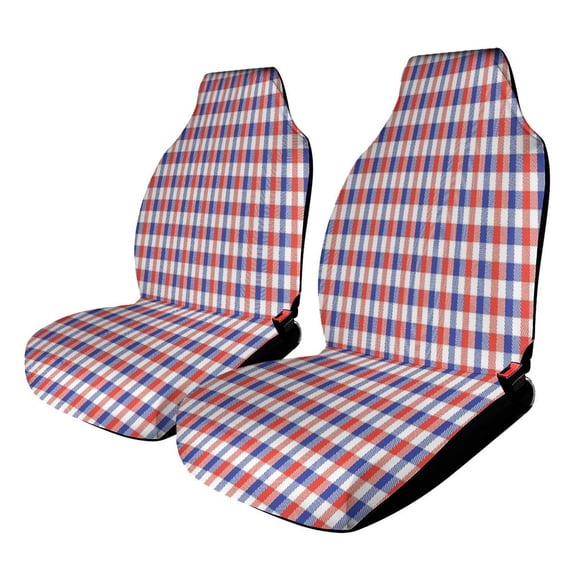 White Red Blue Tartan Plaid Car Seat Covers Front Seats Universal Fit for Cars SUV Truck Auto Interior Accessories