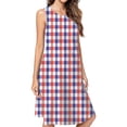 thumbnail image 1 of White Red Blue Tartan Plaid Spring Summer Dresses For Women Fashion Dress Casual Sleeveless Loose Sundress With Pockets, 1 of 4