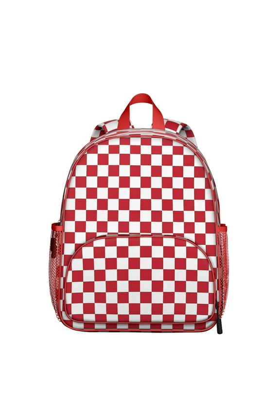 White Red Checkered Backpack Backpack for School,Cute School Bag,Schoolbag with Adjustable Shoulder Straps & Padded Back,13.8"x11.4"x6"