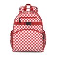 thumbnail image 1 of White Red Checkered Backpack for School,Cute School Bag,Schoolbag with Adjustable Shoulder Straps & Padded Back,15.25"x11.5"x5.25", 1 of 6