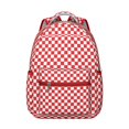 thumbnail image 1 of White Red Checkered Backpack for School,Cute School Bag,Schoolbag with Adjustable Shoulder Straps & Padded Back,15.3"x11"x7.1".﻿, 1 of 6