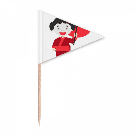 White Red Japan Cartoon Art Deco Fashion Toothpick Triangle Cupcake Toppers Flag