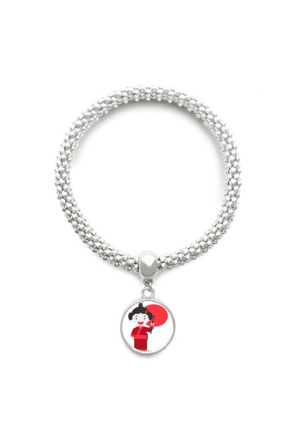 White Red Japan Cartoon Sliver Bracelet Pendant Jewelry Chain Adjustable Bangle