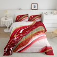 White and Red Marbling Bedding Comforter Sets Abstract Ombre Quilt
