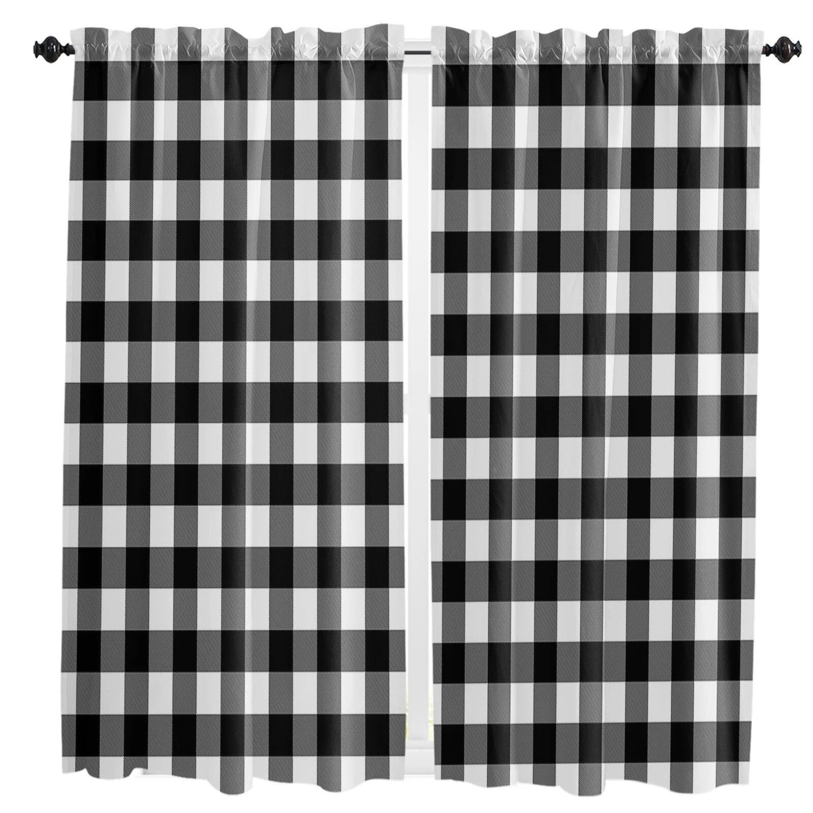 White Red Plaid Simple Curtains for Living Room Bedroom Curtains