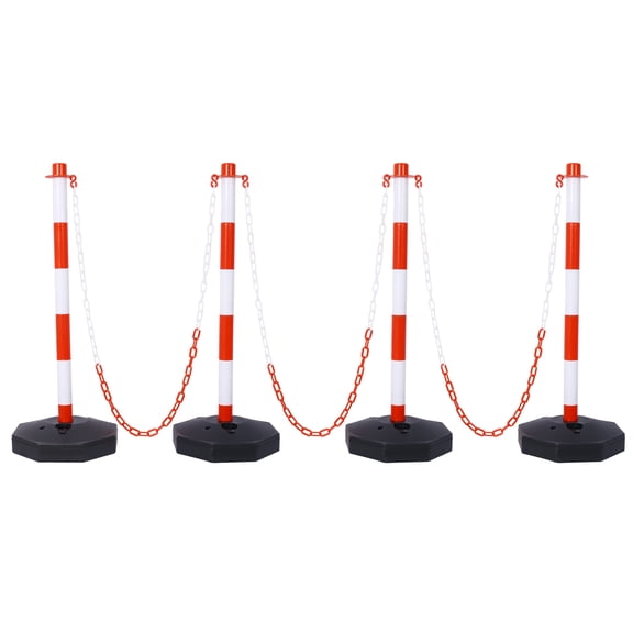 White+Red Plastic Traffic Delineator Post Cones - 32.63 in Height with Fillable Base for Crowd Control