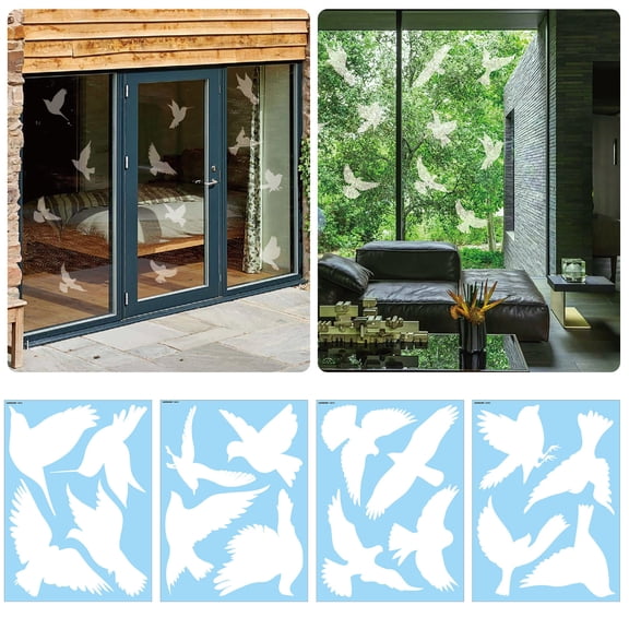 White Removable Electrostatic Collision Warning Window Stickers Decorative Bird Alert Glass Decals,30x22 cm,White