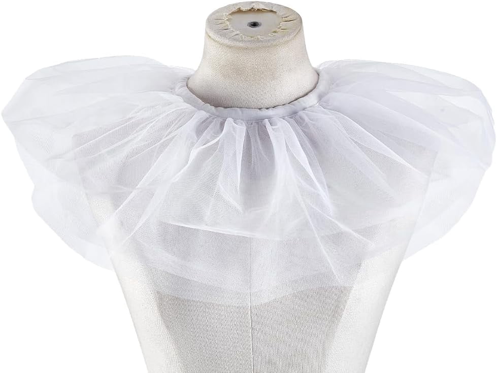 White Ruffle Collar White Renaissance Ruffle Collar Victorian Polyester Ruffled Mesh False ...