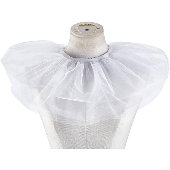 White Renaissance Ruffle Collar Victorian Polyester Ruffled Mesh False Collar Costume Detachable Cosplay Retro
