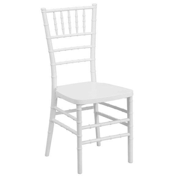 White Resin Chiavari Banquet Chair with FREE Vinyl Seat Cushion / Commercial Quality Stackable Resin Chiavari Wedding Chair