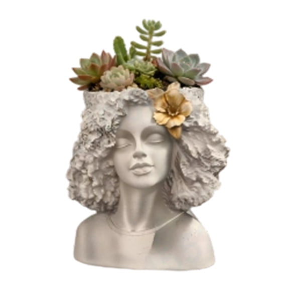 White Resin Flower Vase for Decor,Modern Style Female Form Face Vase,Unique Flower Vase for Home Living Room Office Decor Head Vase White 10 In