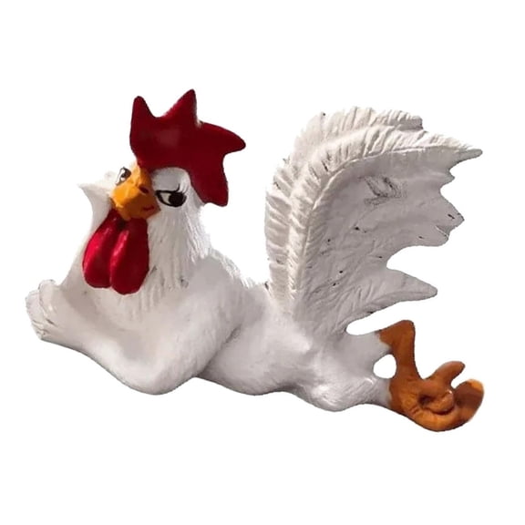 White Resin Rooster Statue Ornament For Home Offices Desktop Shelf Mantels