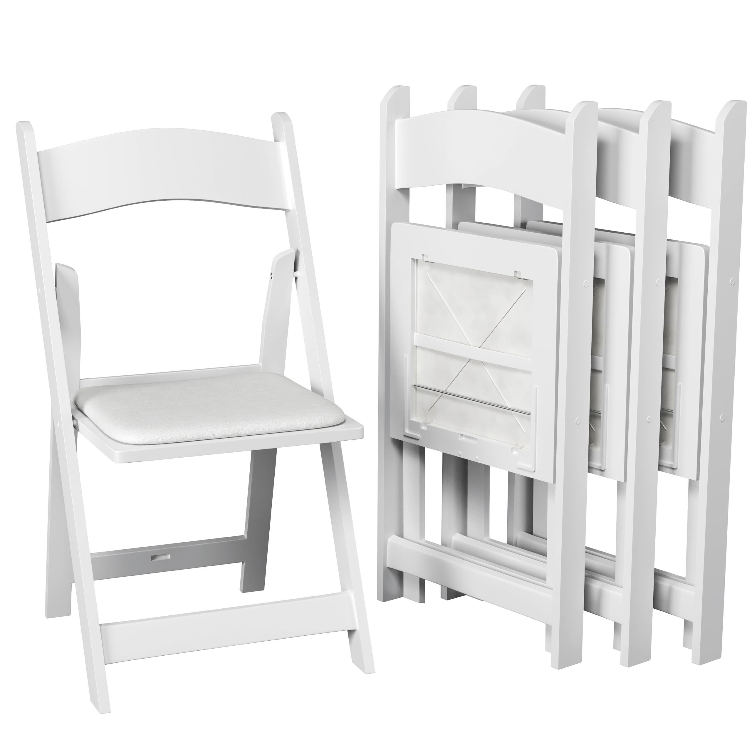 White Resin Stackable Folding Chair with Padded Seats Perfect for Indoor Outdoor Set of 8 Pack