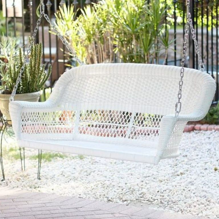 Jeco Resin Wicker Porch Swing White