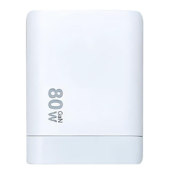 White Retractable Phone Charger With 80W Power Type C Cable And Usb Ports For Multiple Devices Charging