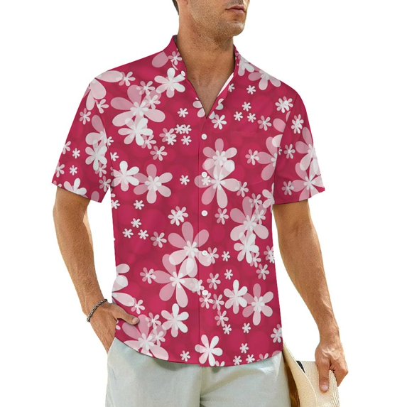 White Retro Flower Casual Shirt Daisies Floral Cool Hawaiian Shirts Men Short Sleeve Vacat