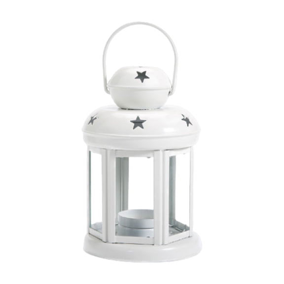 White Retro Metal Star Lantern With Aromatherapy Candle Holder And Hollow Cut Out Design For Home Decoration And Relaxation