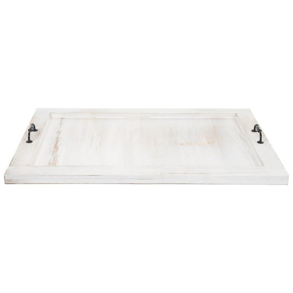 White Retro Pine Wood Stove Cover - 30"x21.4" Kitchen Tray, 44lb Capacity, Multi-Use for Cookware/Snacks/Coffee, Safe Round Edges