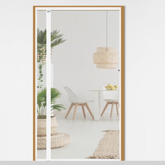 White Reversible Left Right Side Opening Screen Door, Mesh Magnetic Closure Heavy Duty, Fits 36 x 80 Door, Self Closing Fiberglass Bug Net with Magnet for Front, Sliding Doors