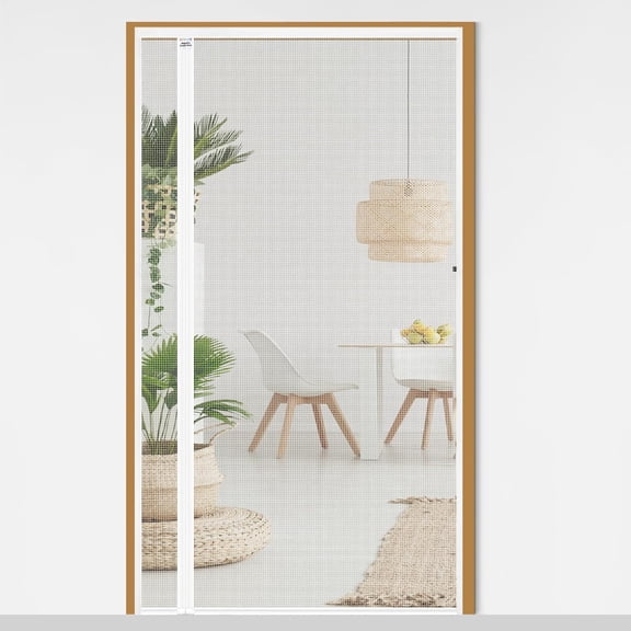 White Reversible Left Right Side Opening Screen Door, Mesh Magnetic Closure Heavy Duty, Fits 36 x 80 Door, Self Closing Fiberglass Bug Net with Magnet for Front, Sliding Doors, Pet Friendly