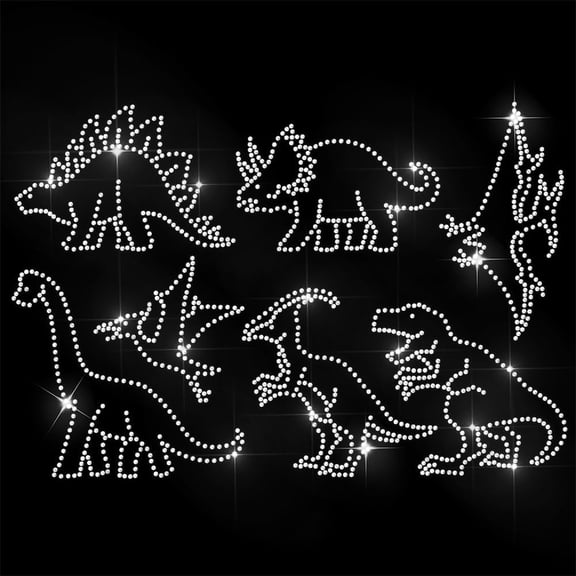 White Rhinestone Iron on Transfer Dinosaur Bling Diamond Hotfix Patches for Clothes 11.6"x8.2" Large Iron On Sequin Applique for Jeans Jacket Caps Bag T-Shirts Shoes DIY Decor colorful