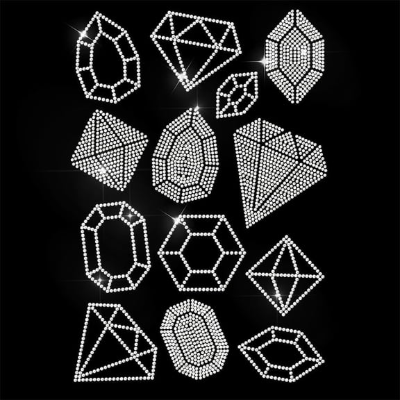 White Rhinestone Iron on Transfer Gemstone and Diamond Bling Diamond Hotfix Patches for Clothes 11.6"x8.2" Large Iron On Sequin Applique for Jeans Jacket Caps Bag T-Shirts Shoes DIY Decor for DIY