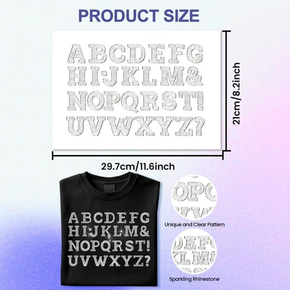 White Rhinestone Iron on Transfer Letter Bling Diamond Hotfix Patches for Clothes 11.6"x8.2" Large Iron On Sequin Applique for Jeans Jacket Caps Bag T-Shirts Shoes DIY Decor