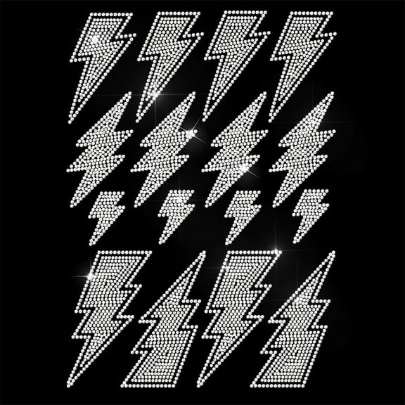 White Rhinestone Iron on Transfer Lightning Bling Diamond Hotfix Patches DIY for Clothes 11.6"x8.2" Large Iron On Sequin Applique DIY for Jeans Jacket Caps Bag T-Shirts Shoes DIY Decor