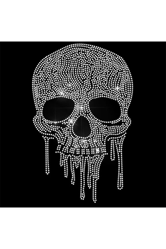 White Rhinestone Iron on Transfer Skeleton Bling Diamond Hotfix Patches for Clothes Large Iron On Sequin Applique for Jeans Jacket Caps Bag T-Shirts Shoes DIY Decor
