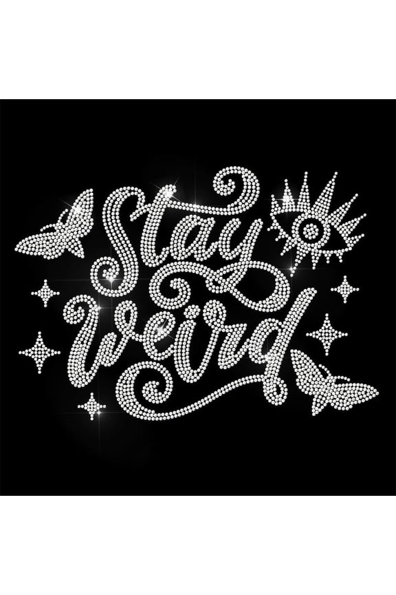 White Rhinestone Iron on Transfer Stay Weird Bling Diamond Hotfix Patches for Clothes 11.6"x8.2" Large Iron On Sequin Applique for Jeans Jacket Caps Bag T-Shirts Shoes DIY Decor Colorful DIY