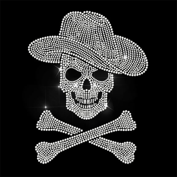 White Rhinestone Iron on Transfer Cowboy Bling Diamond Hotfix Patches for Clothes Large Iron On Sequin Applique for Jeans Jacket Caps Bag