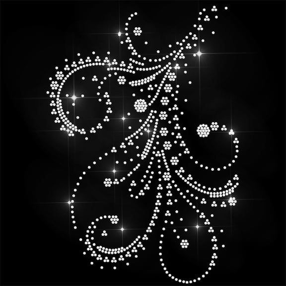 White Rhinestone Iron on Transfer Curved Lines Bling Diamond Hotfix Patches for Clothes 11.6"x8.2" Large Iron On Sequin Applique