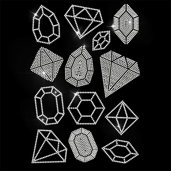 White Rhinestone Iron on Transfer Gemstone and Diamond Bling Diamond Hotfix Patches for Clothes 11.6"x8.2" Large Iron On